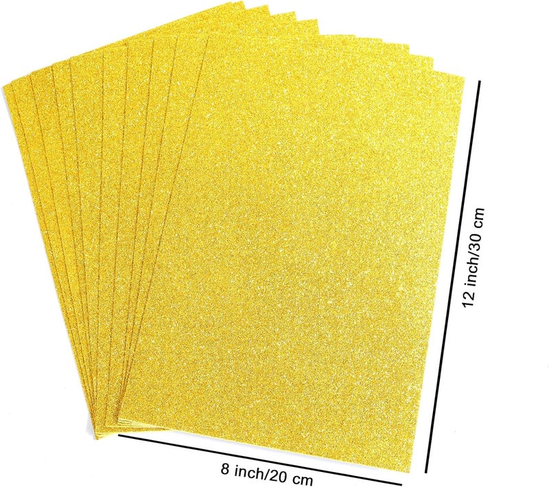 Mluchee 10 Sheets Glitter Paper Sheet for Crafts, A4 Cardstock Paper Self-adhesive Paper for Halloween Thanksgiving Christmas Fall Decor, Scrapbook DIY Card (Light Gold) - Image 5